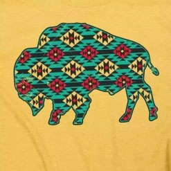 Mustard With Turquoise Aztec Buffalo Graphic Tee -Western Cowboy Equipment Store aztecbuffalo 2