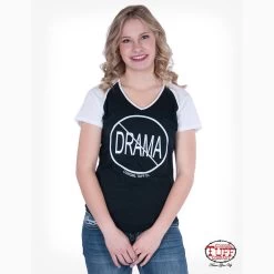 Cowgirl Tuff Women's Black And White No Drama Tee