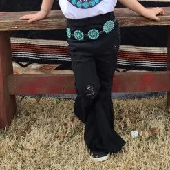Distressed Black Toddler Bell Bottoms -Western Cowboy Equipment Store blackdenimbell2