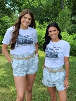 Dusty Blue & White Shorts