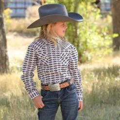 Cruel Girl's Geometric Print Western Shirt