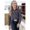 Girl's Cruel Navy Aztec Print Shirt -Western Cowboy Equipment Store ctw8040003 900 detail