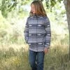 Girl's Grey Aztec Print Hooded Coat -Western Cowboy Equipment Store cwj8680001 1 2200 detail