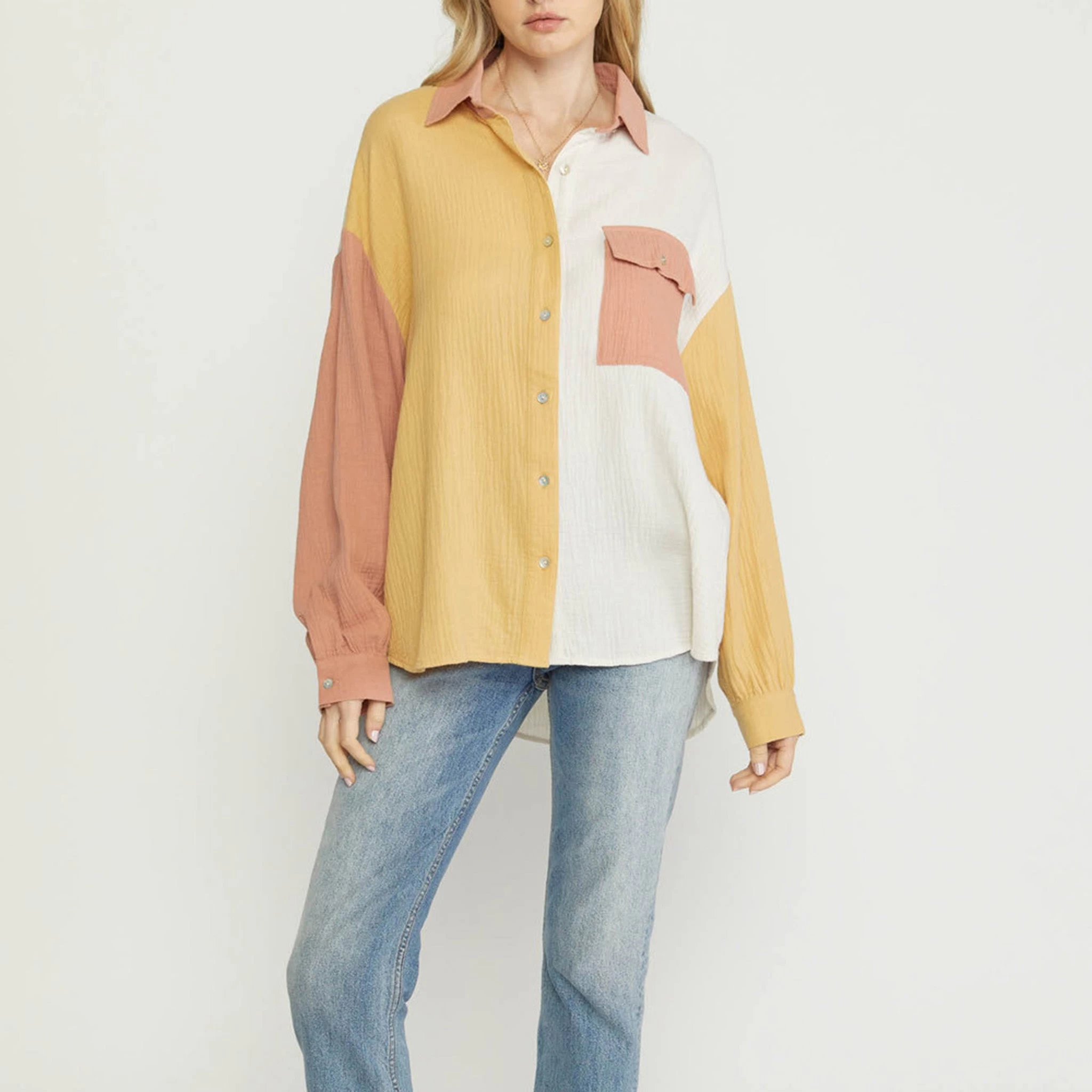 Straw Plaid Combo Tunic 4 Straw Plaid Combo Tunic - Image 2