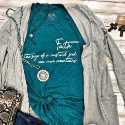 Texas True Threads Teal Faith Mustard Seed T-Shirt