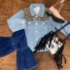 Kids Leopard Jean Jacket -Western Cowboy Equipment Store girlsflat