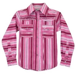 COWBOY HARDWARE Cowgirl Hardware Infant And Toddler Girl's Pink Blended Serape Print Long Sleeve Shirt