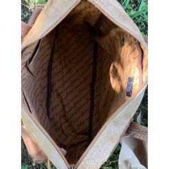 American Darling Tan Cowhide Bomber Duffel -Western Cowboy Equipment Store insideduffle