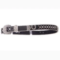 Kid's Black Rhinestone Horseshoe Belt