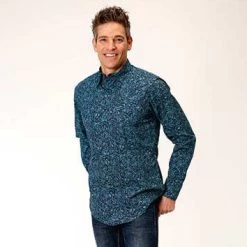 ROPER Men's Blue Water Paisley Long Sleeve Shirt