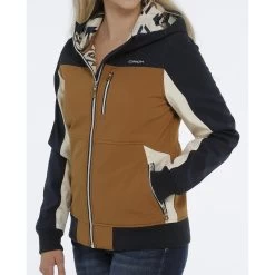 Cinch Woman's Tan & Navy Hooded Jacket 7 Cinch Woman's Tan & Navy Hooded Jacket -Western Cowboy Equipment Store maj9844001 2 1332 detail