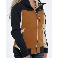 Cinch Woman's Tan & Navy Hooded Jacket 8 Cinch Woman's Tan & Navy Hooded Jacket -Western Cowboy Equipment Store maj9844001 3 220 detail