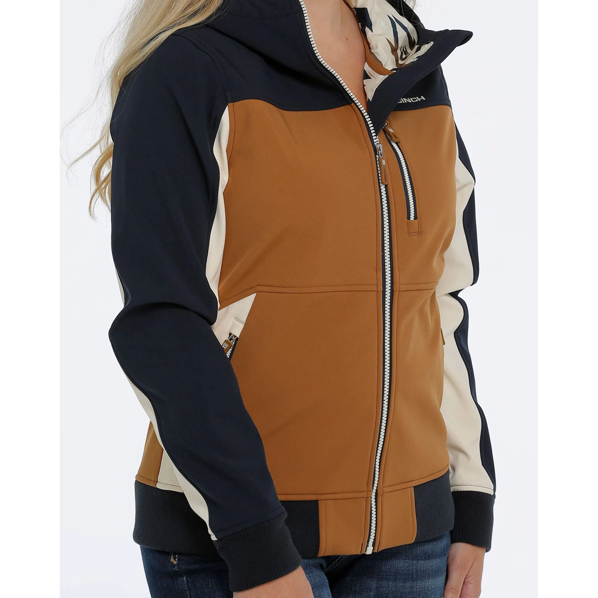 Cinch Woman's Tan & Navy Hooded Jacket 5 Cinch Woman's Tan & Navy Hooded Jacket - Image 3