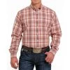Cinch Men's Orange Plaid Shirt -Western Cowboy Equipment Store mtw1105504 1 1986 detail