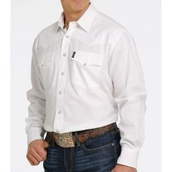 Cinch White Herringbone Pearl Snap Shirt -Western Cowboy Equipment Store mtw1681002 2 230 detail