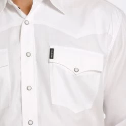 Cinch White Herringbone Pearl Snap Shirt -Western Cowboy Equipment Store mtw1681002 4 263 detail