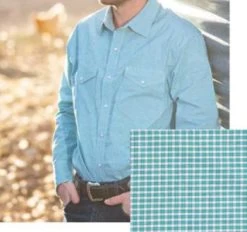 Green And White Plaid Long Sleeve Shirt