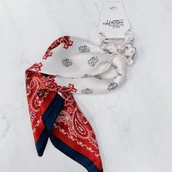 Red And Navy Scrunchie Scarf