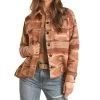 Rock & Roll Women's Tan Aztec Shacket -Western Cowboy Equipment Store rrwo92r0btf