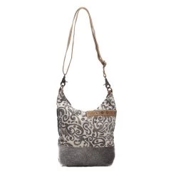 Scroll And Grey Hide Cross Body Purse